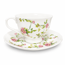 Set de 6 tazas florales con plato porcelana, 12 pzs 250ML