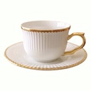 SET DE 6 TAZAS CON PLATO PORCELANA FILO DORADO, 12PCS. 250ML  