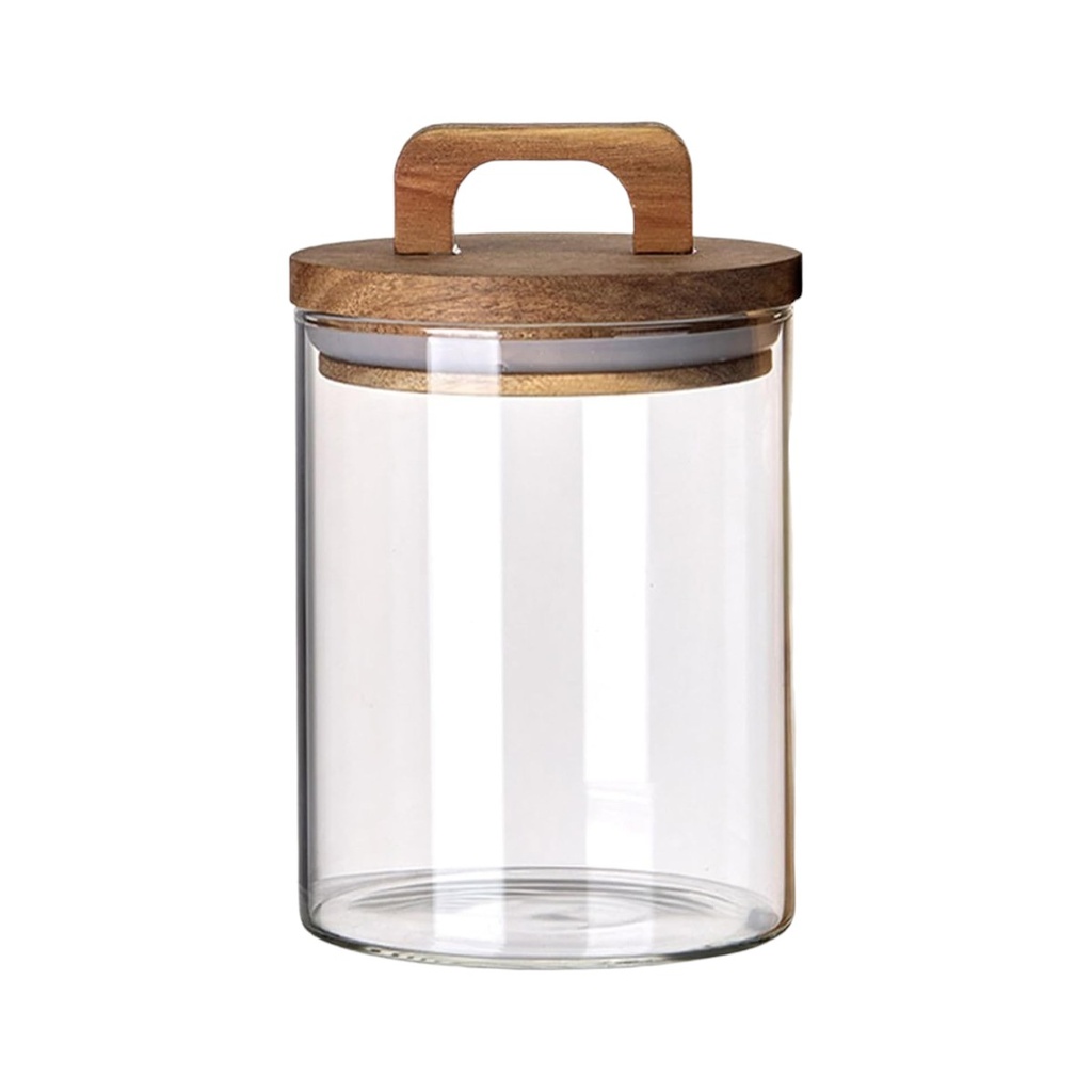 FRASCO DE VIDRIO CON TAPA DE MADERA HERMETICOS 9X14CM 400ML 