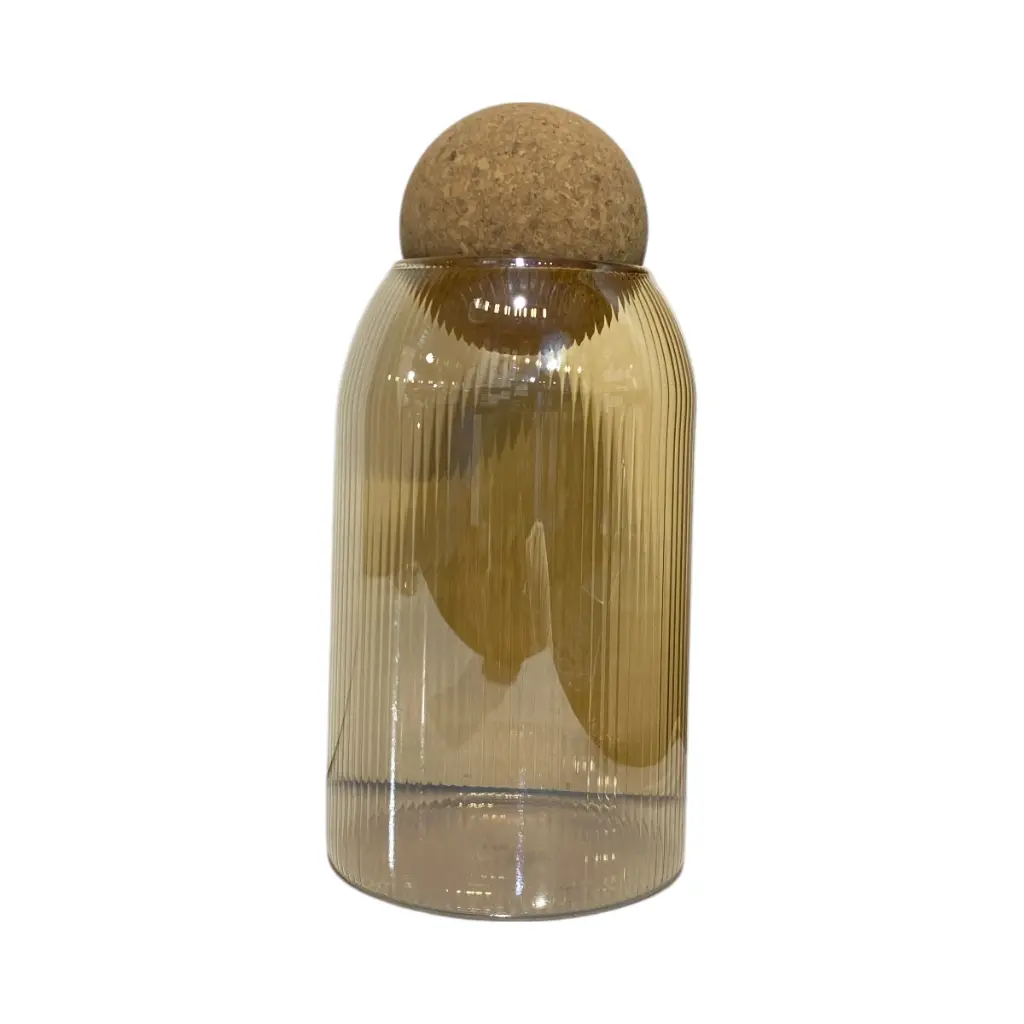 FRASCO DE VIDRIO CON TAPA DE CORCHO 9X19CM 600ML   