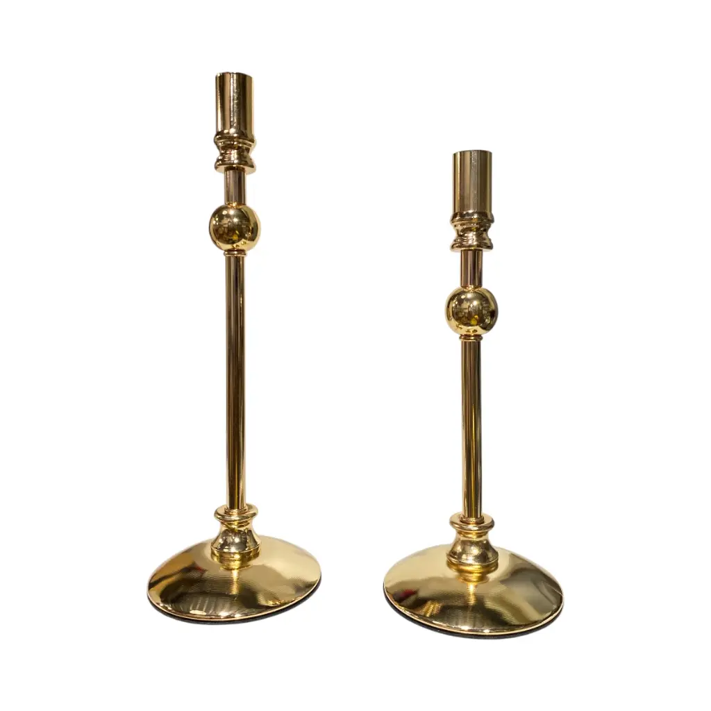 CANDELABRO DE METAL DORADO SETX2 10X30CM Y 10X25CM