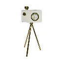 CAMARA DECOR DE CRISTAL/METAL CON RELOJ 12X10X26.5