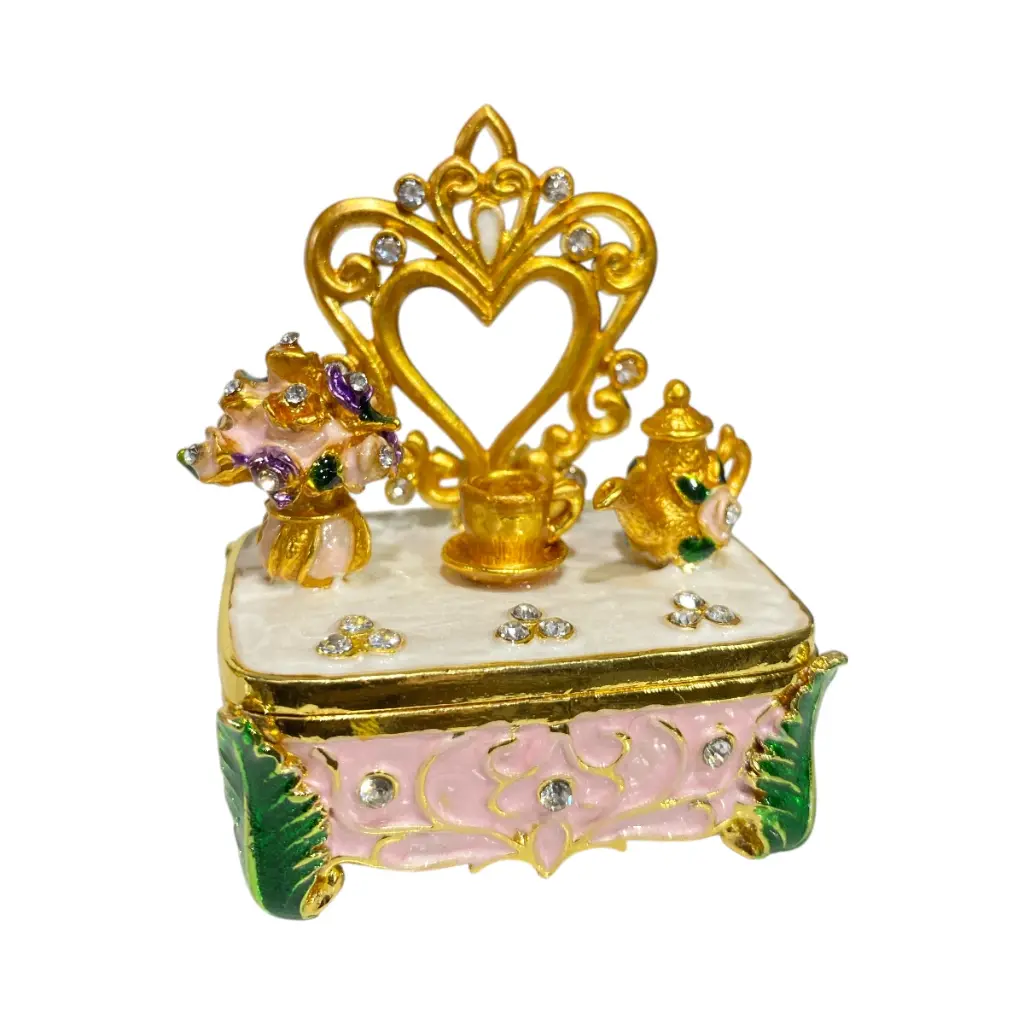 JOYERO COQUETA METAL ENLOSADO 5.5X4X7CM
