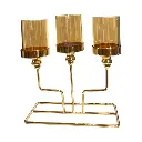 CANDELABRO METAL/VIDRIO DORADO 22X9X23CM