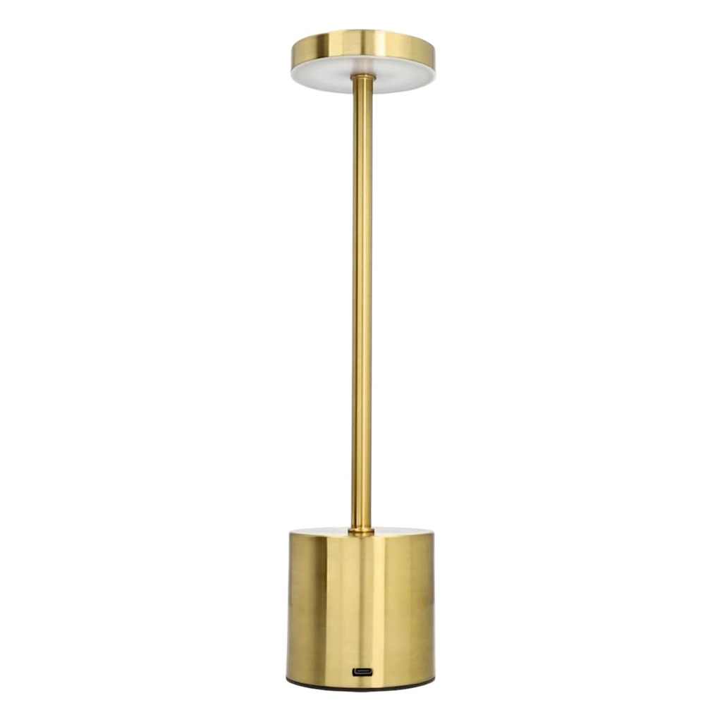 LAMPARA DE MESA TÁCTIL /RECARGABLE USB C, METALICA, 3TIPOS DE LUZ 8X34.5CM