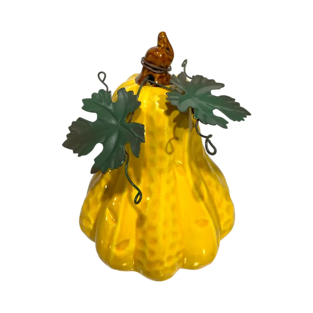 CALABAZA DE CERAMICA COLORES SURTIDOS, HOJAS DE HIERRO, 10X14CM