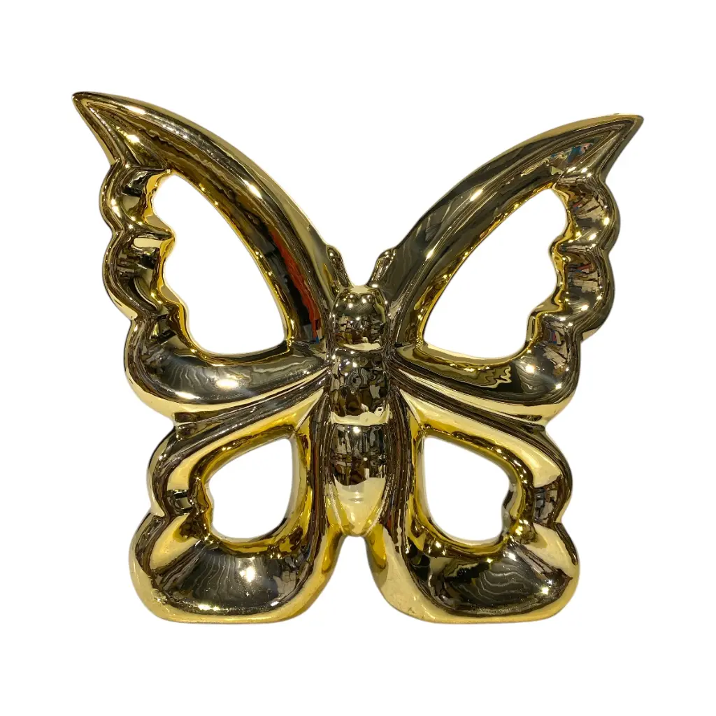 MARIPOSA DE CERAMICA DORADA 17.5X3.5X15.5CM 