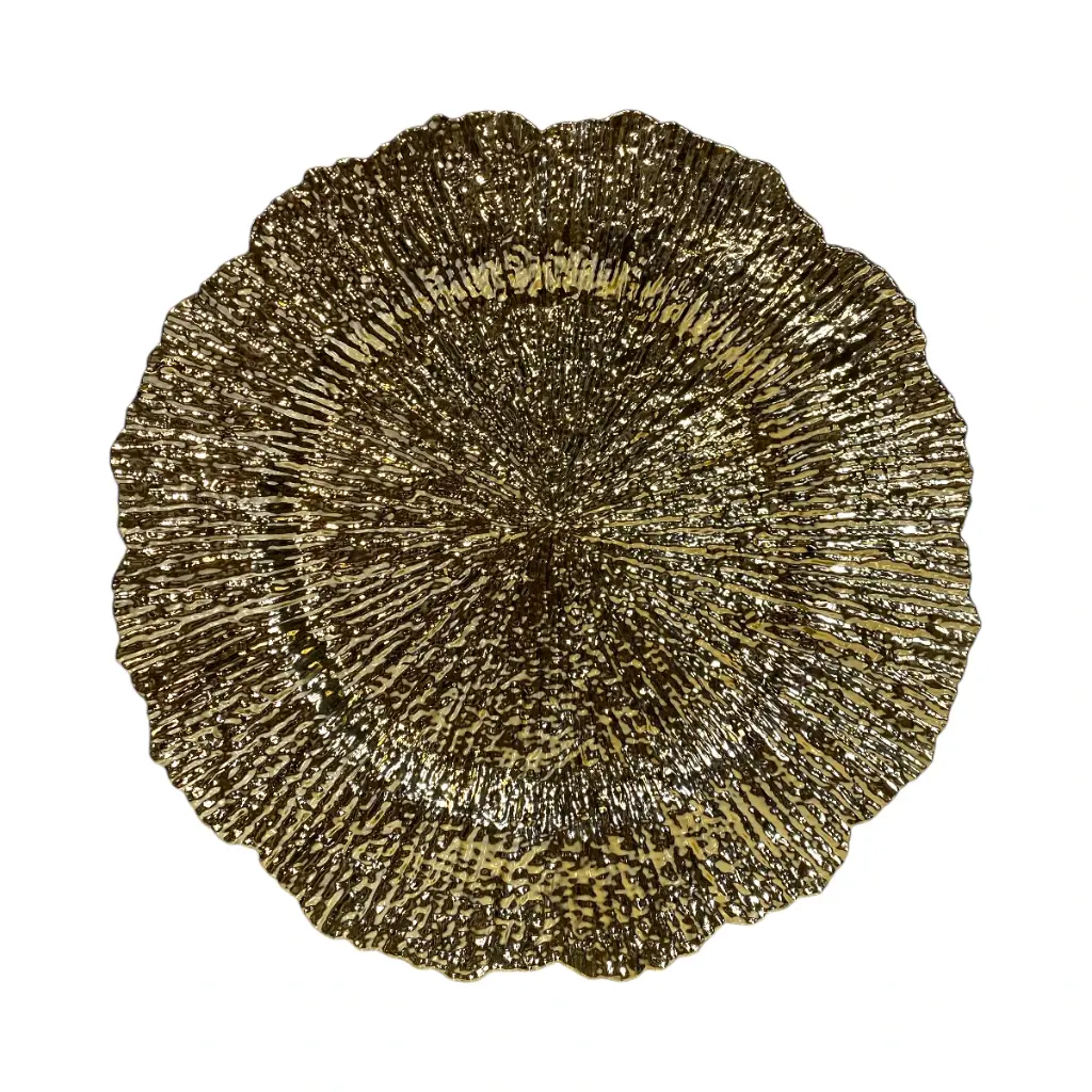 PLATO BASE PVC DORADO CON TEXTURA 32CM