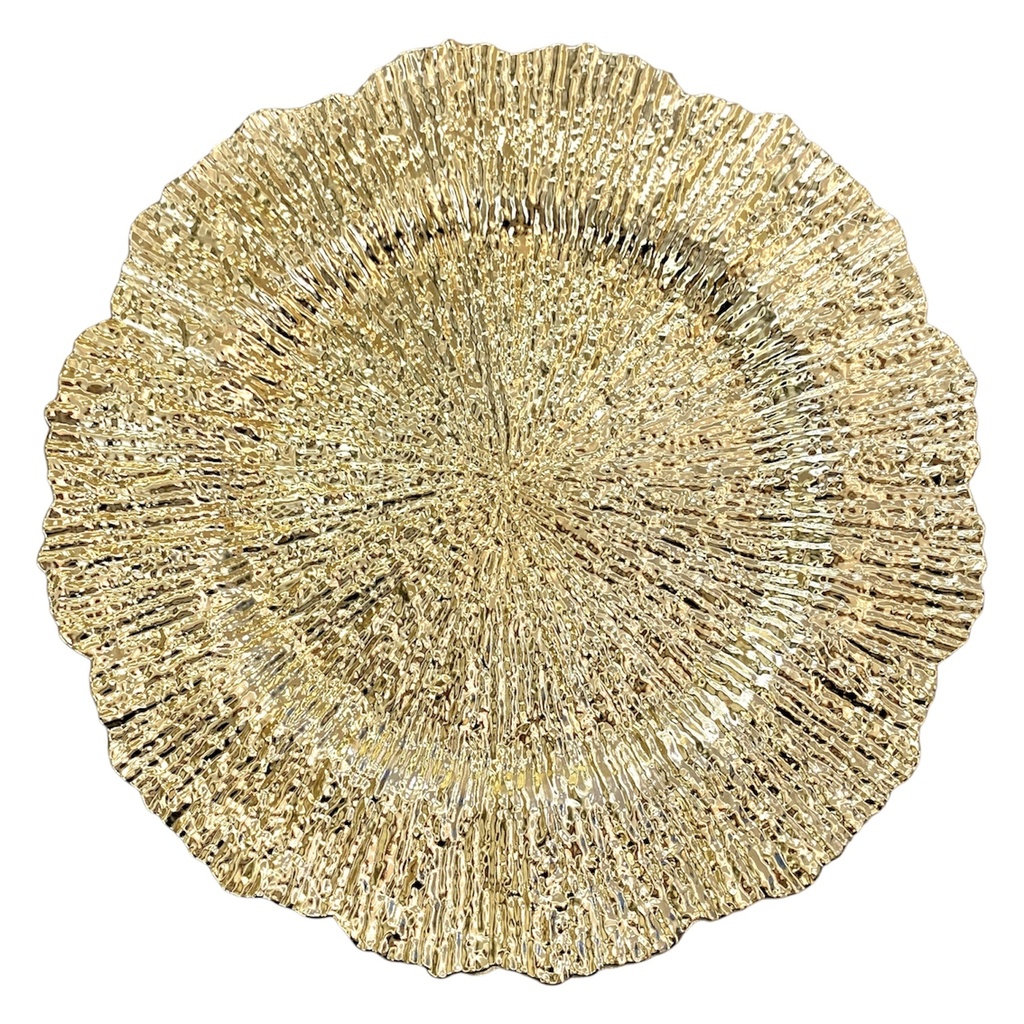 PLATO BASE PVC DORADO CON TEXTURA 32CM