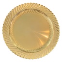 PLATO BASE PVC DORADO CON TEXTURA HOJAS 33CM 