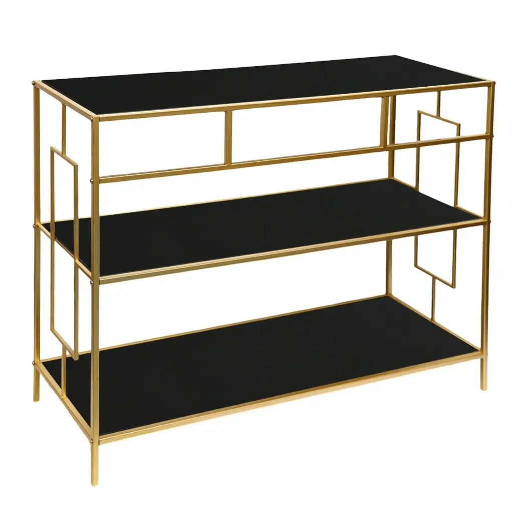 CONSOLA METALICA C/REPISAS DE VIDRIO REF:ES29768 100X35X80CM