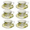 TAZA C/PLATO LIMON FILO DORADO CERAMICA SETX12PCS. 220ML