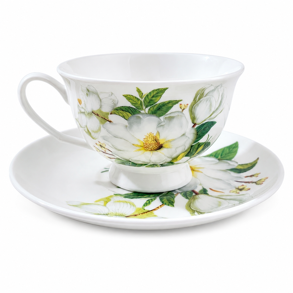 SET TAZA Y PLATO MAGNOLIA CERAMICA. 250ML - 2PZS