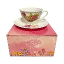 TAZA C/PLATO ROSAS CERAMICA SETX2PCS. 250ML 