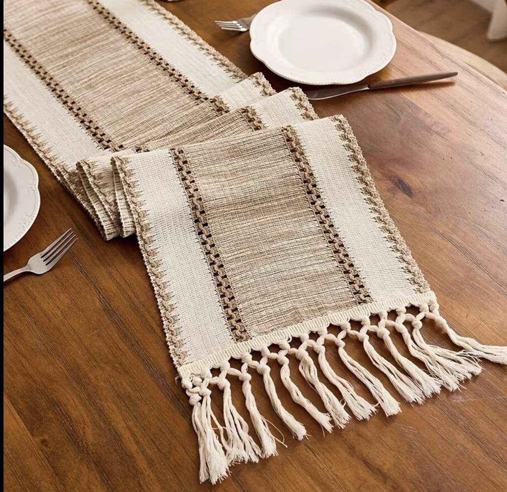 CAMINO DE MESA BORDADO BOHO 92X31CM
