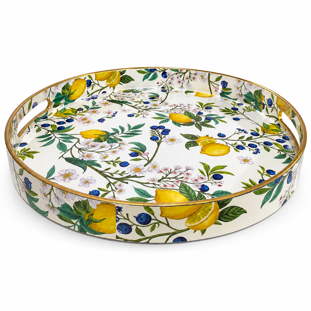 BANDEJA REDONDA GRANDE DISEÑO LIMON PVC 37.5X4.5CM