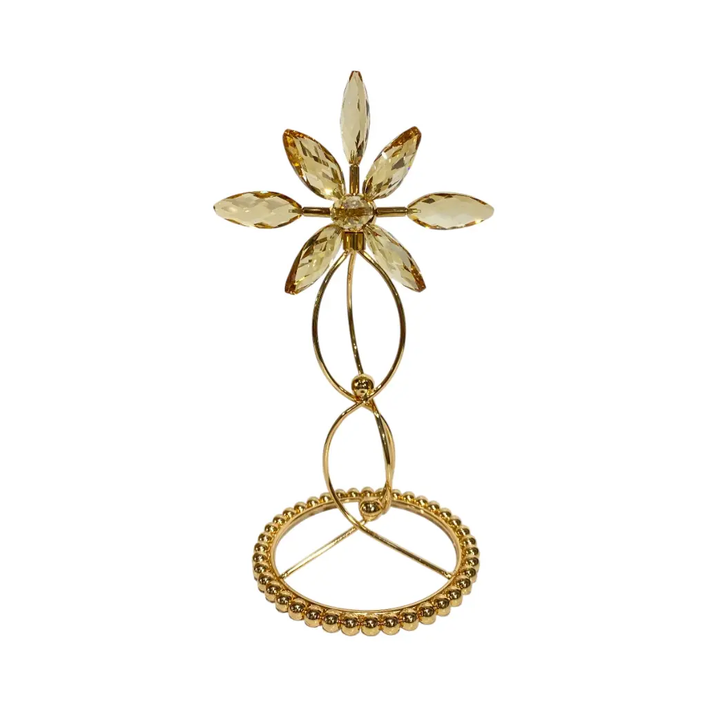 CANDELABRO DE HIERRO/VIDRIO DORADO 13.5X18.5CM