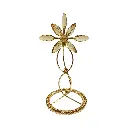 CANDELABRO DE HIERRO/VIDRIO DORADO 13.5X18.5CM