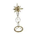 CANDELABRO DE HIERRO/VIDRIO DORADO 13.5X37.5CM 