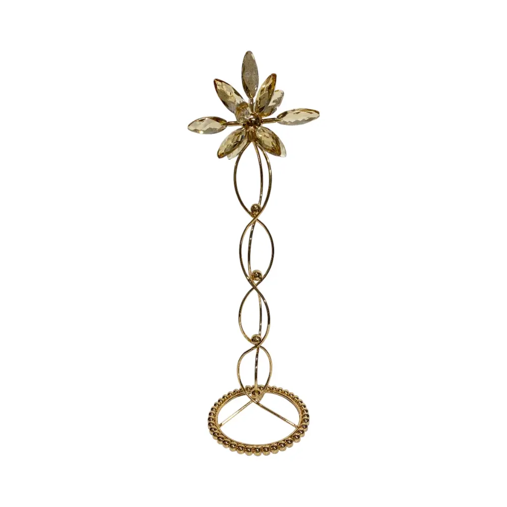 CANDELABRO DE HIERRO/VIDRIO DORADO 13.5X45.5CM  