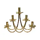CANDELABRO METALICO DORADO/VIDRIO DE 5VELAS 40X9X31CM