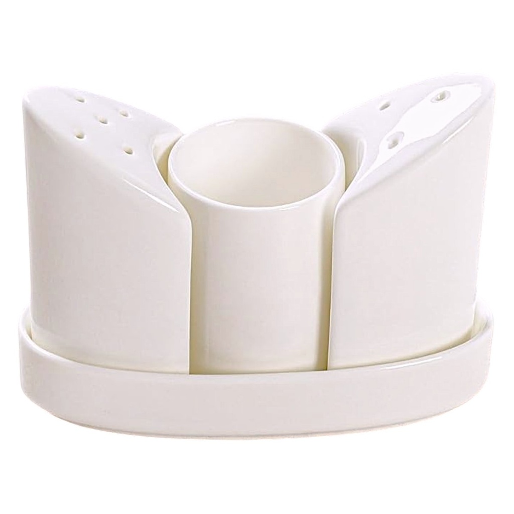 SALERO, PIMENTERO, PORTA PALILLOS DE CERAMICA 13X5.5X9.5CM