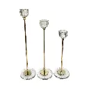 CANDELABRO METAL/CRISTAL TRANSP X3PZ. REF:ES29260 8X33CM/28CM/23CM 