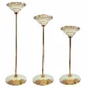 CANDELABRO METAL/CRISTAL AMBAR X3PZ. REF:ES29261 8X28CM/23CM/18CM 