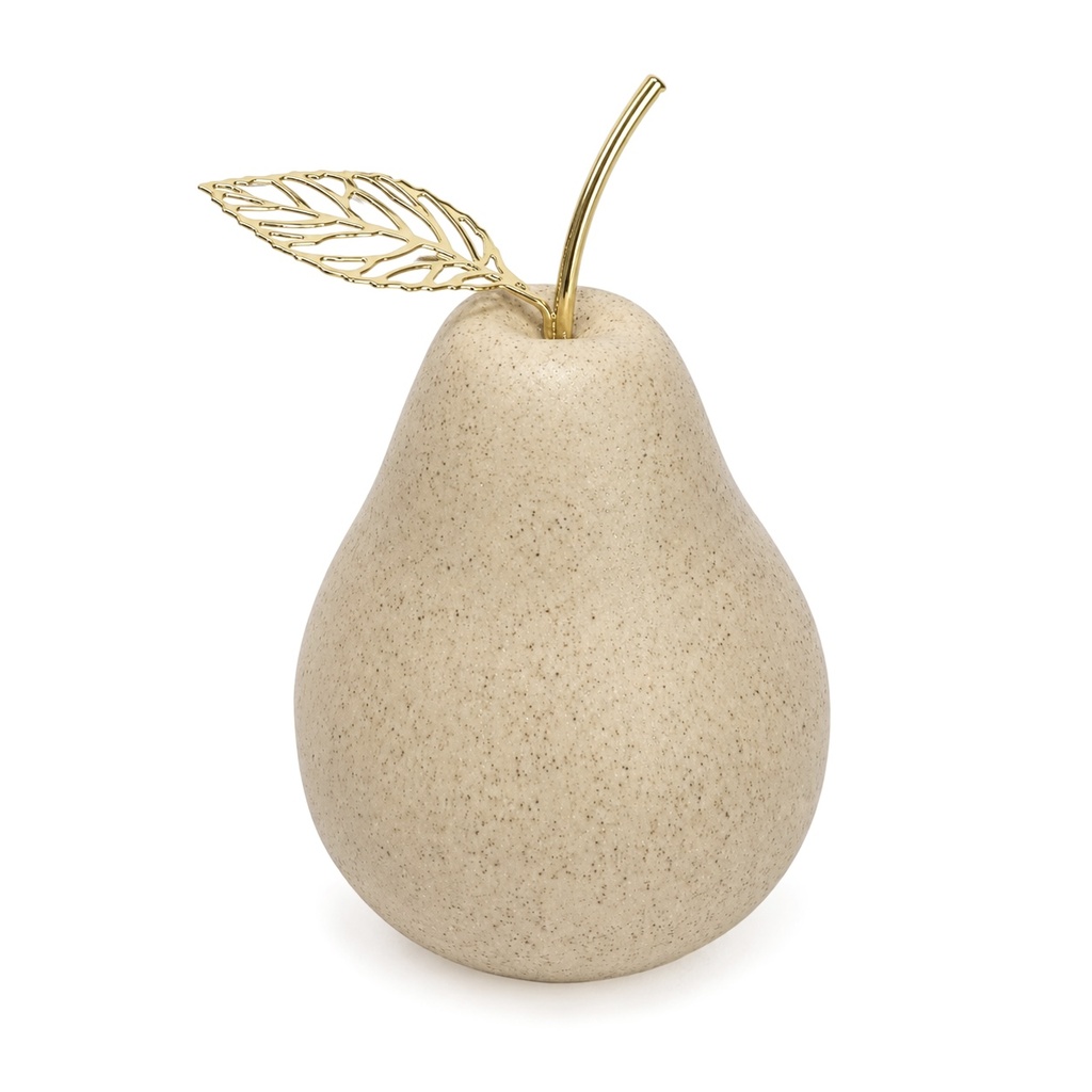 Pera Decorativa de Cerámica Beige, estilo Nórdico, Minimalista. 9x13cm  