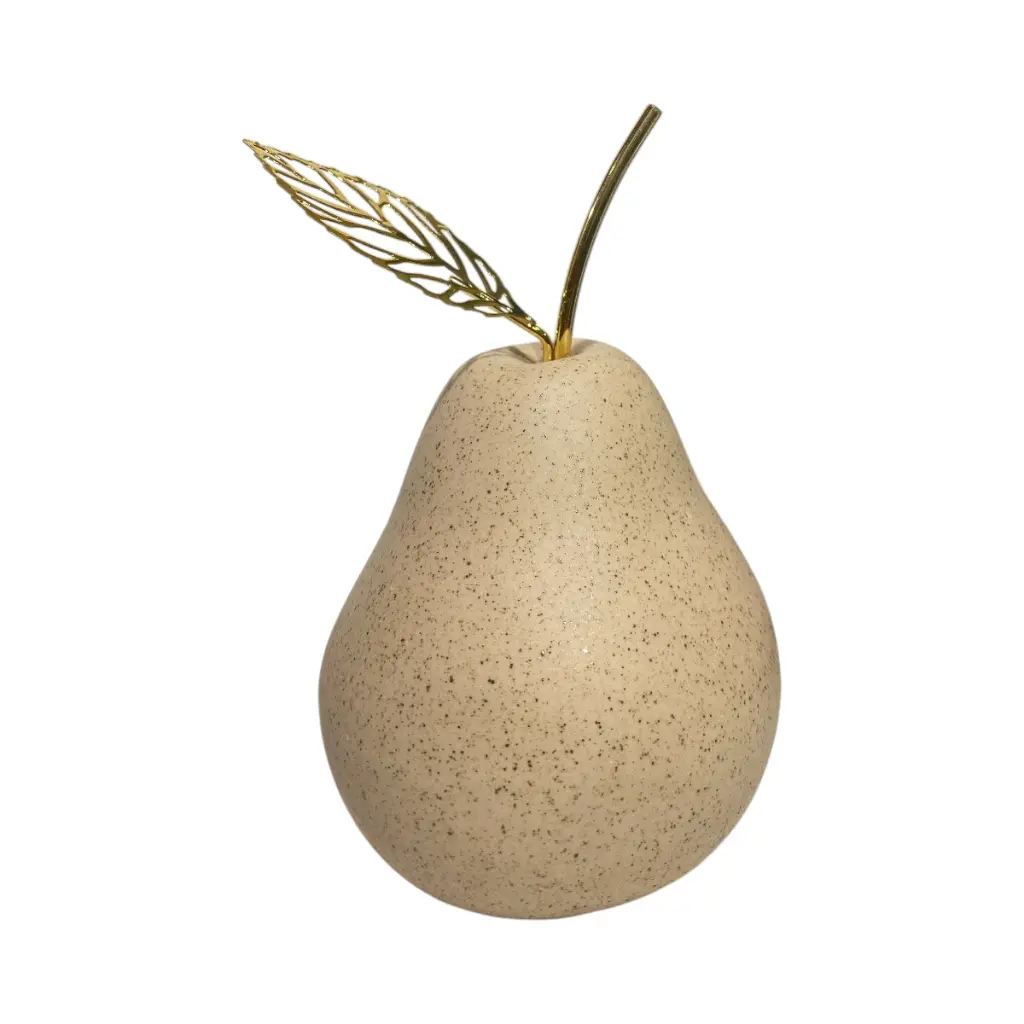 Pera Decorativa de Cerámica Beige, estilo Nórdico, Minimalista. 8x12cm