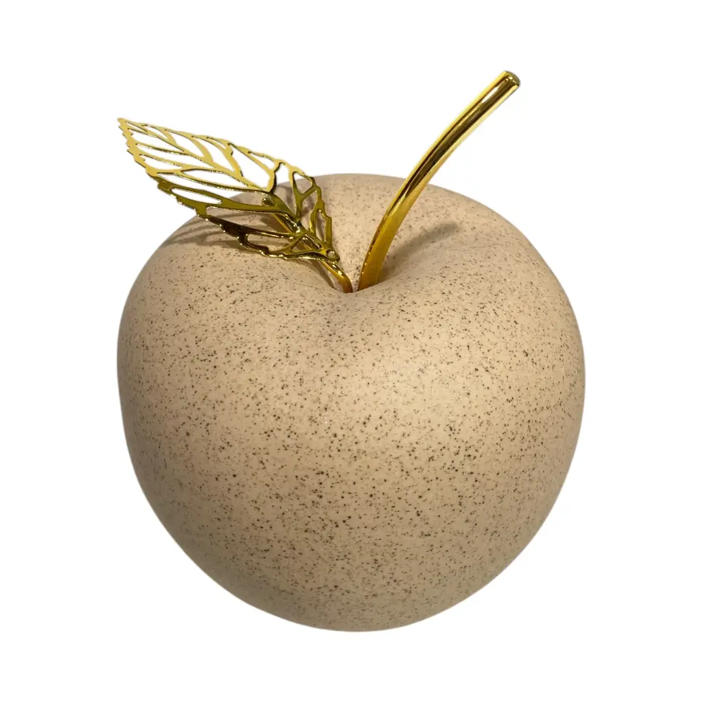 Manzana Decorativa de Cerámica Beige, estilo Nórdico, Minimalista. 10x12cm