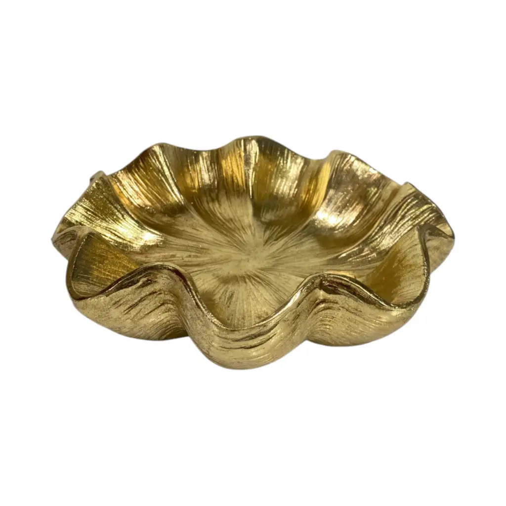 Bandeja decorativa de diseño ondulado, poliresina, estilo glam Ref:TG536107 25x23.5x7cm 