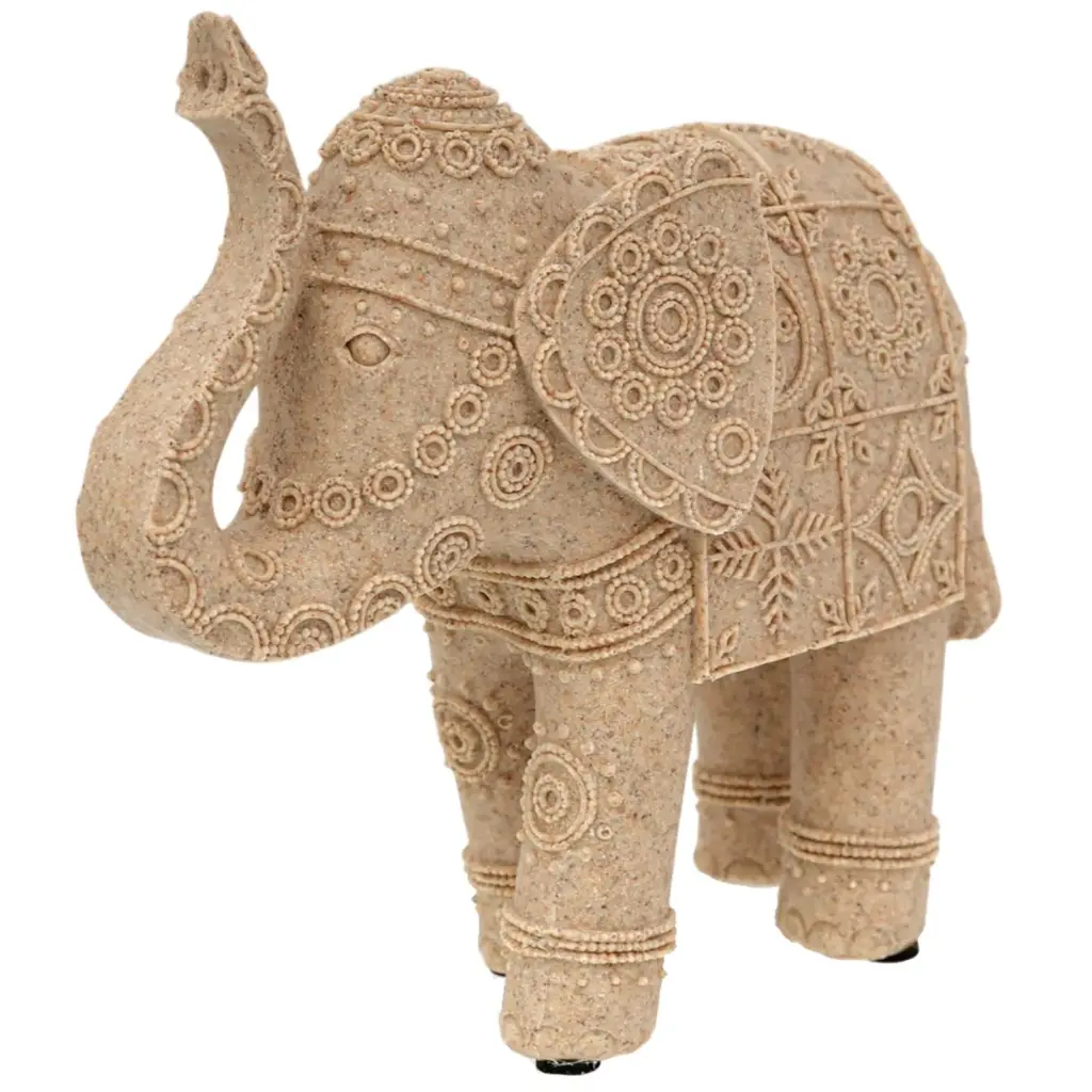 Figura Decorativa Elefante de Resina Étnico - Estilo Mandala y Textura Natural, Ref:TG173411 18x8x16cm