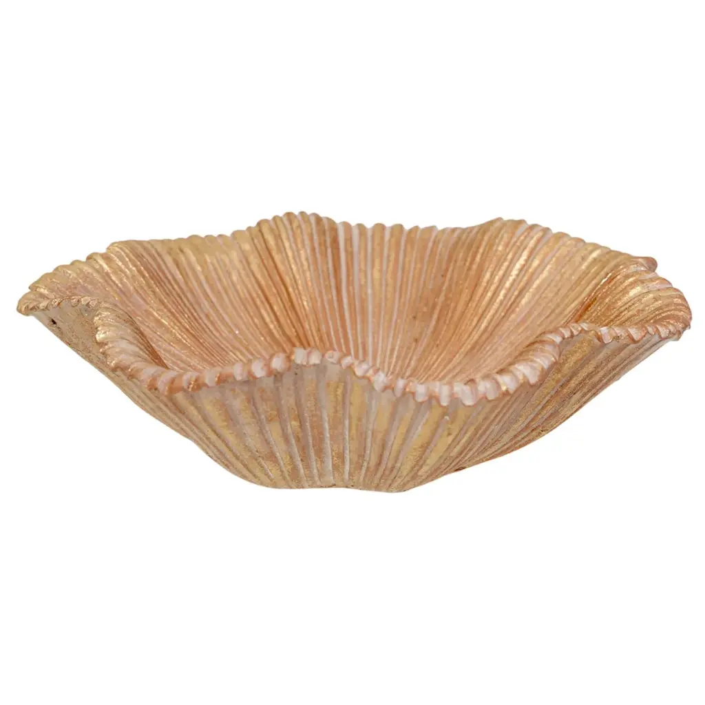 Bandeja Decorativa Ondulada de Poliresina Dorada - Estilo Moderno Chic. Ref:TG172150 21x20x6cm 