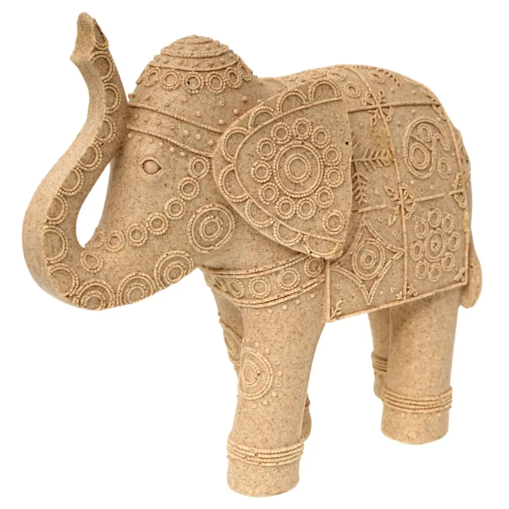 Figura Decorativa Elefante de Resina Étnico - Estilo Mandala y Textura Natural, Ref:TG173403 25x10x23cm 