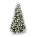 Árbol de Navidad Nevado de Lujo con Luz Led Cálida 210cm y Ø 140cm 