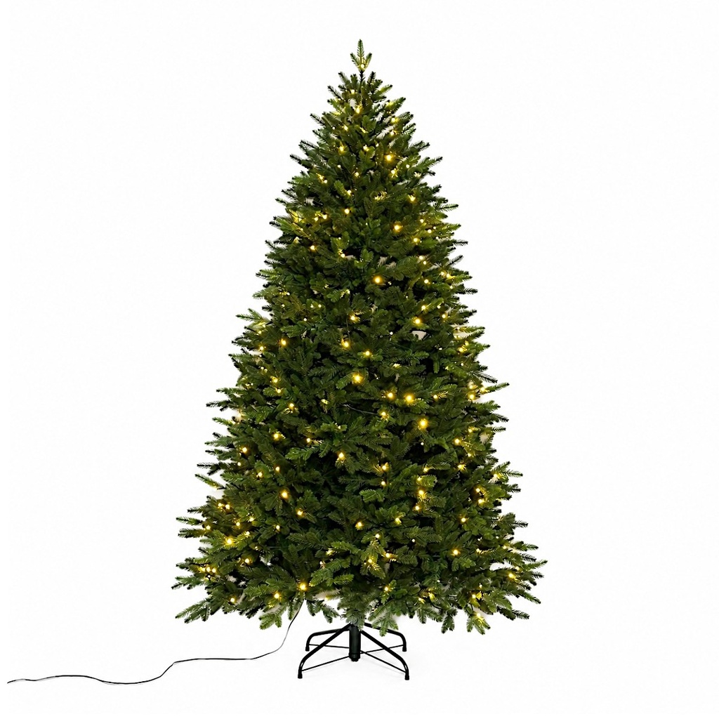 Árbol de Navidad artificial con luz incorporada, 2 tipos de rama bisagra. Alto: 210cm, Ø140cm Ref:126189