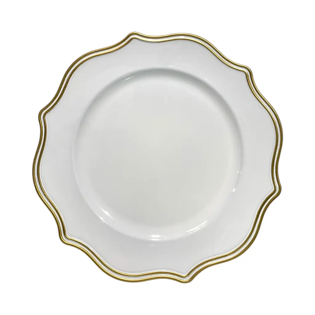 Plato Base Blanco filos dorados de pvc, Ref:PT131-032 Ø33cm 