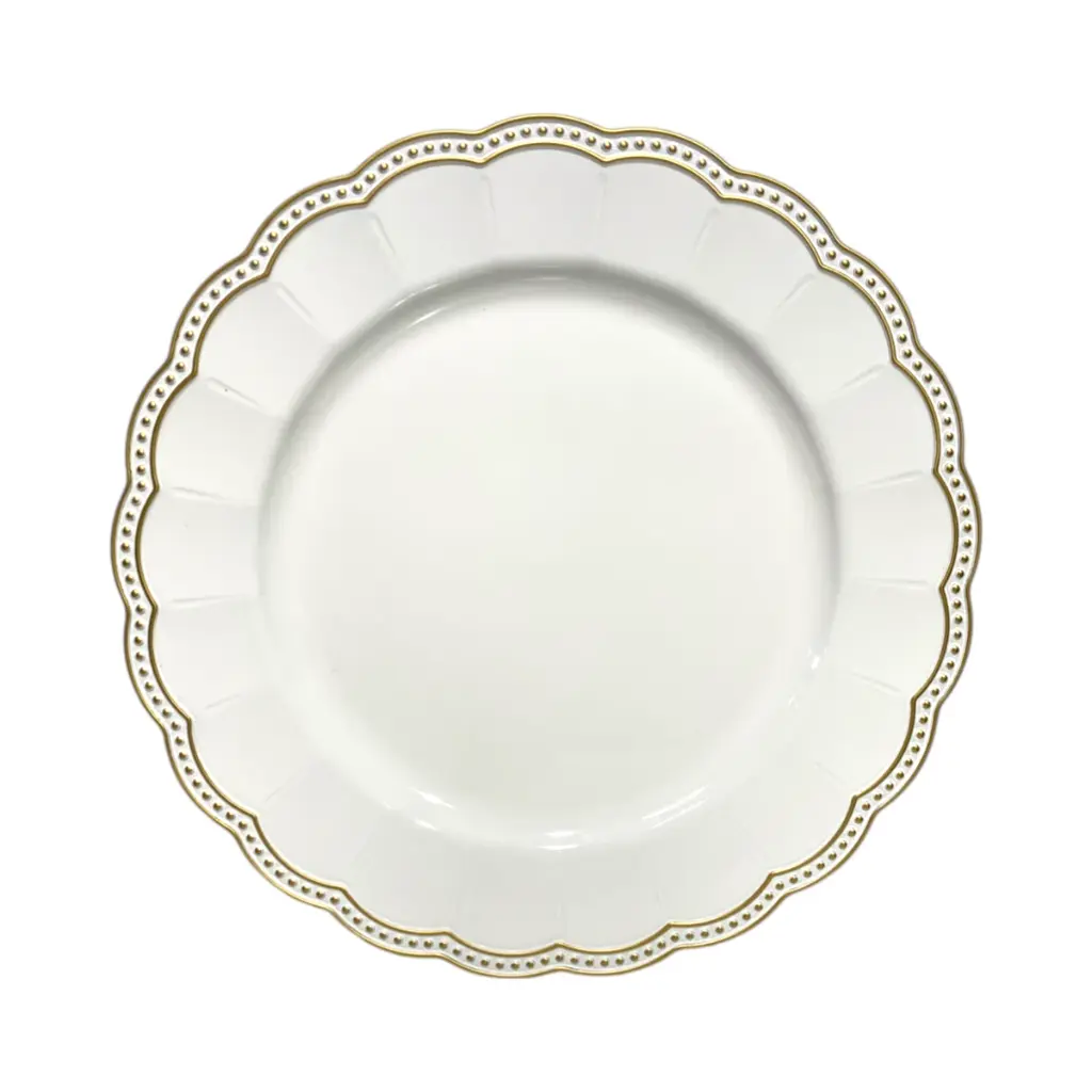 Plato Base Blanco filo dorado de pvc, Ref:PT131-033 Ø33cm 