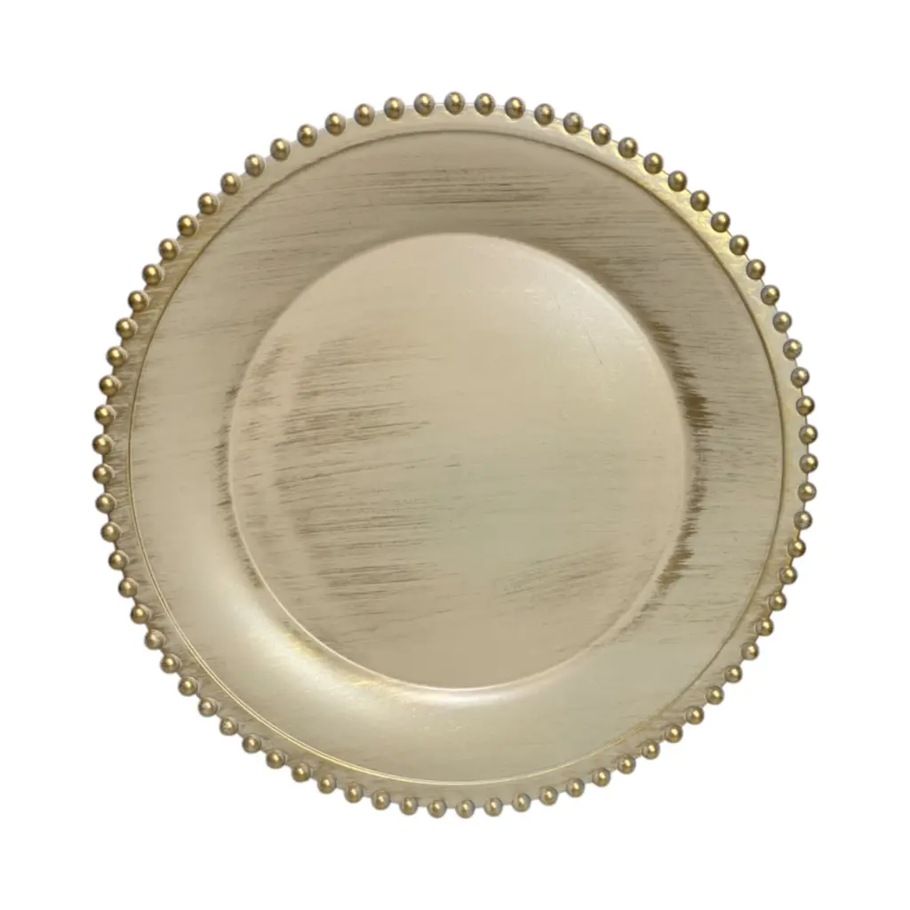 Plato Base Arena envejecido filo esferas, de pvc, Ref:PT131-053 Ø33cm 