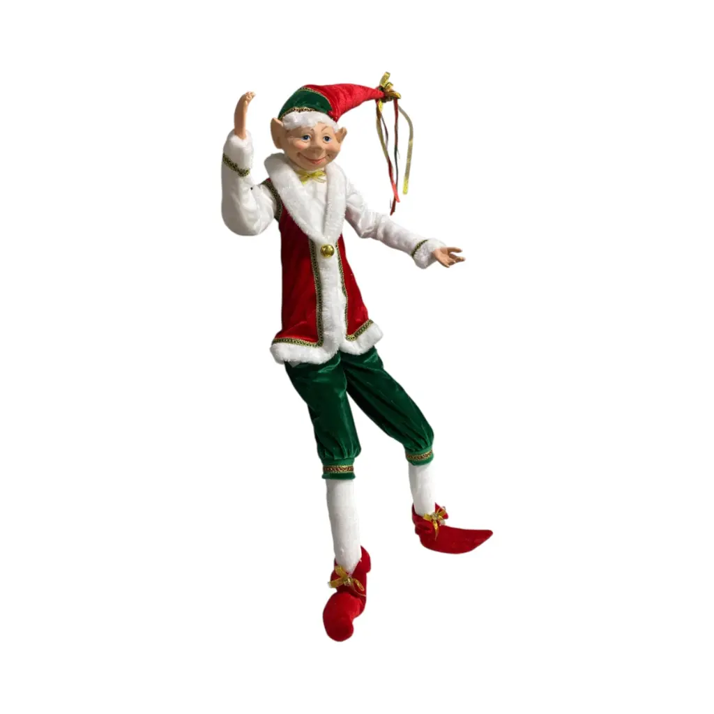 Elfo Navideño rojo con verde Tradicional, 25x15x120cm