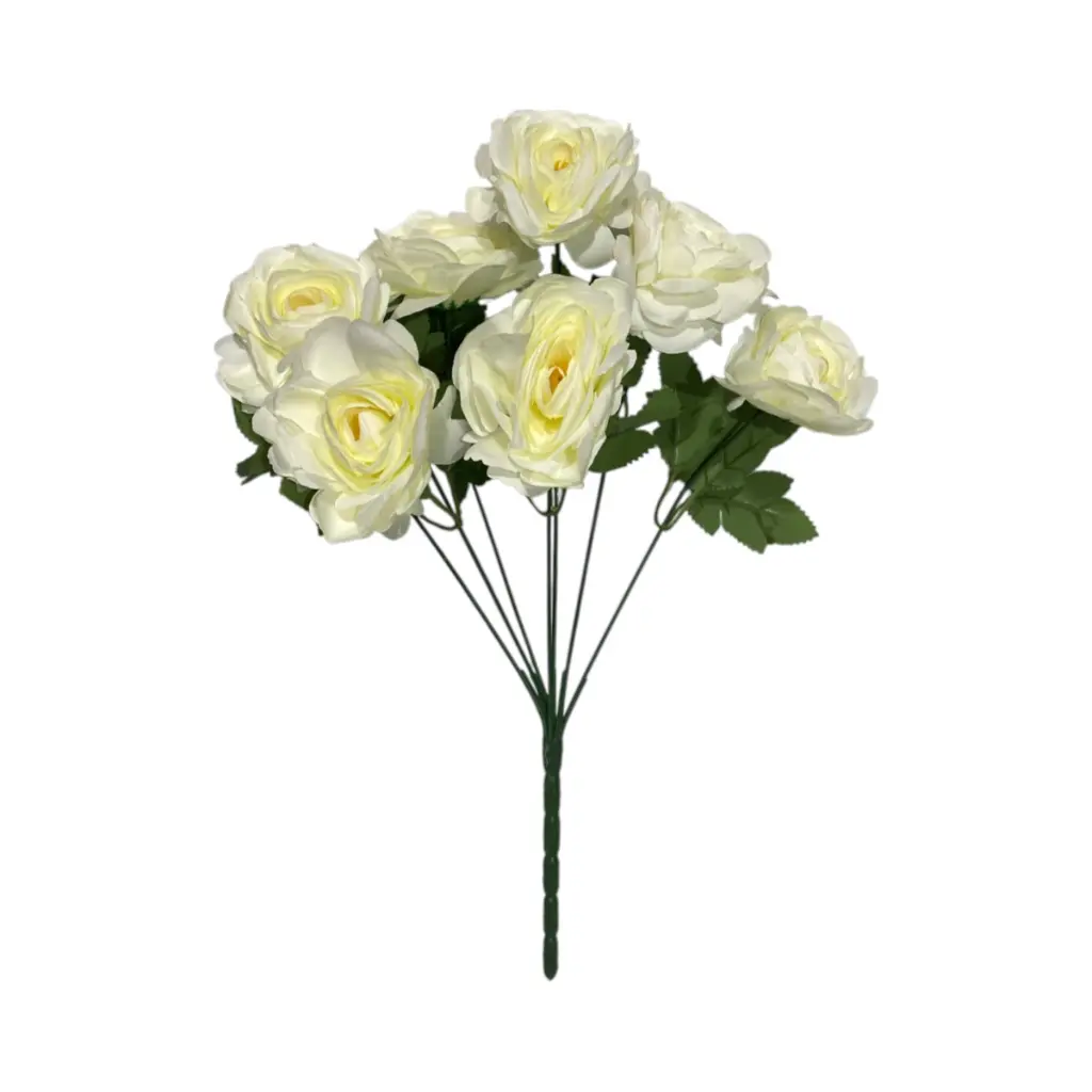 Flor blanca artificial, tela y pvc, 40cm