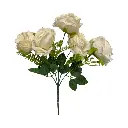 Flor artificial, crema tela y pvc, 33cm  