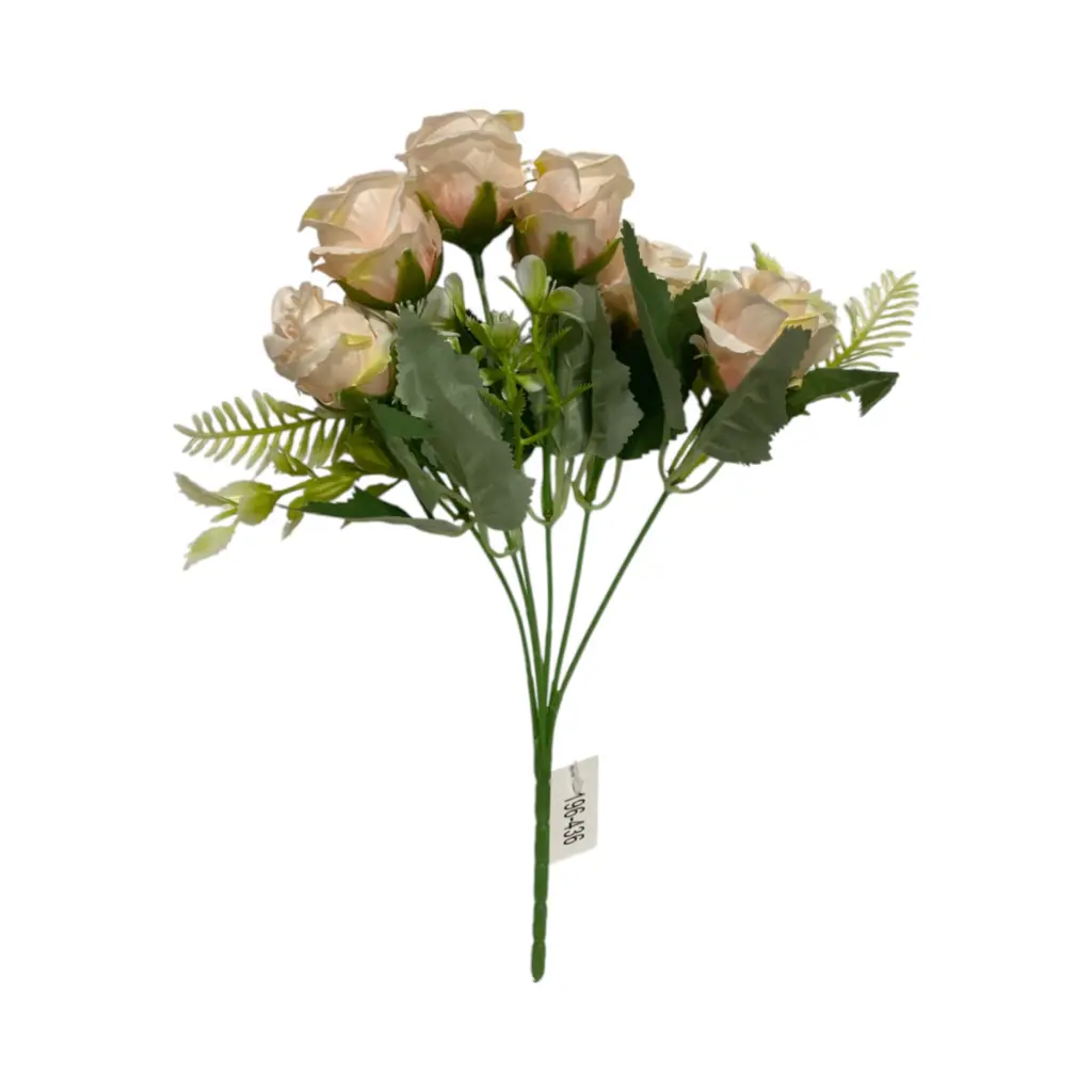Flor artificial, crema tela y pvc, 32cm   