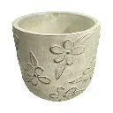 Maceta de cerámica rústica, diseño floral, Ø13x12.5cm 