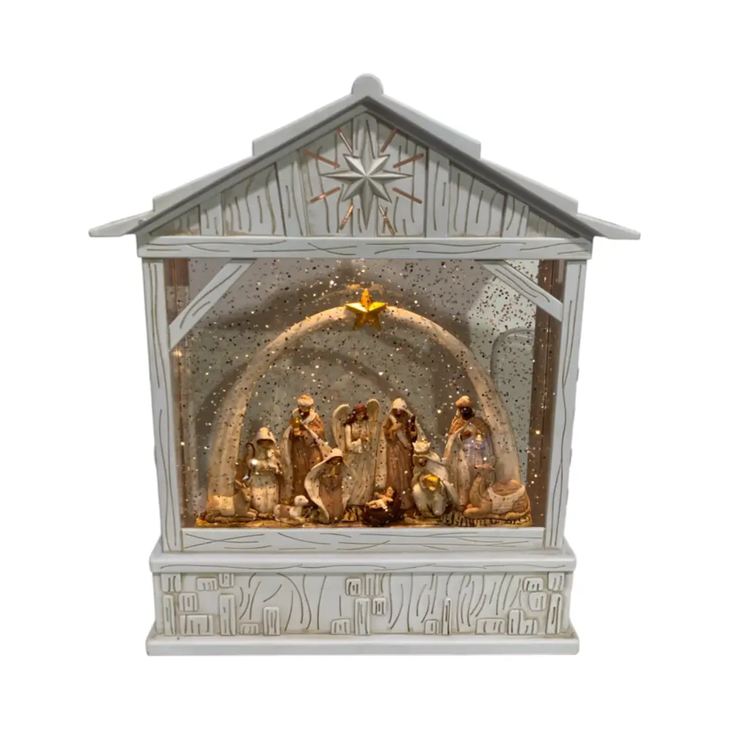 Nacimiento Casa Blanca, con luz y musical, Usb. 20x7x26cm