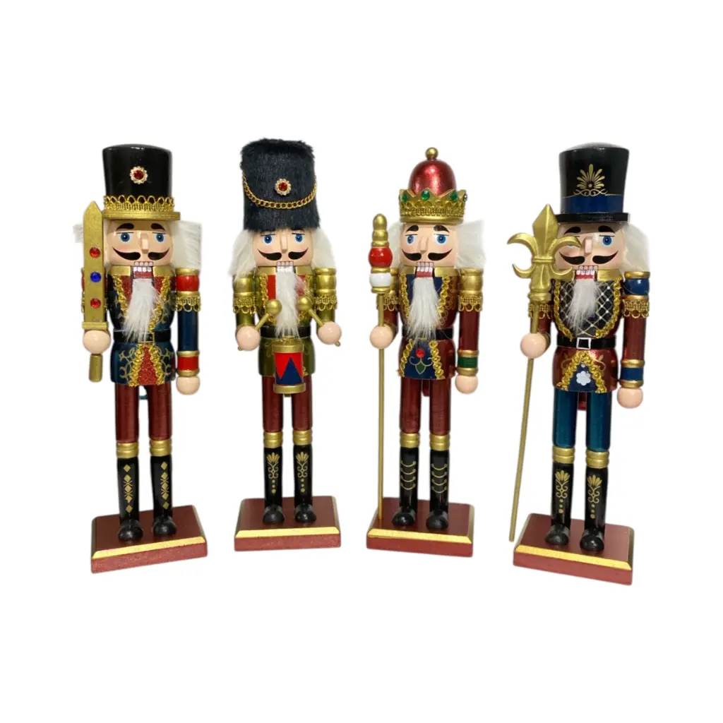 Cascanuez Navideño Madera Metalizados, 12x12x60cm