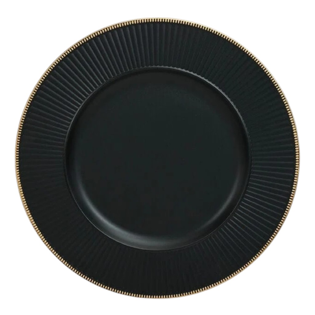 Plato Base Negro filo dorado, pvc Ø33cm