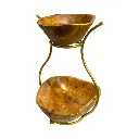 Base de Madera dos pisos con hierro dorado. 25x26x40cm
