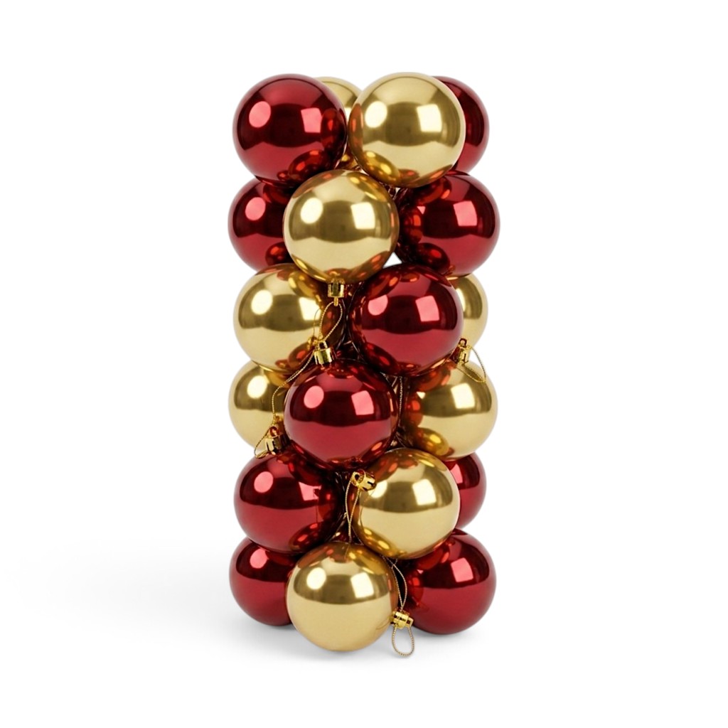 Esfera navideña dorado y rojo Ø8cm, setx24 unidades. Ref:IC01-126058